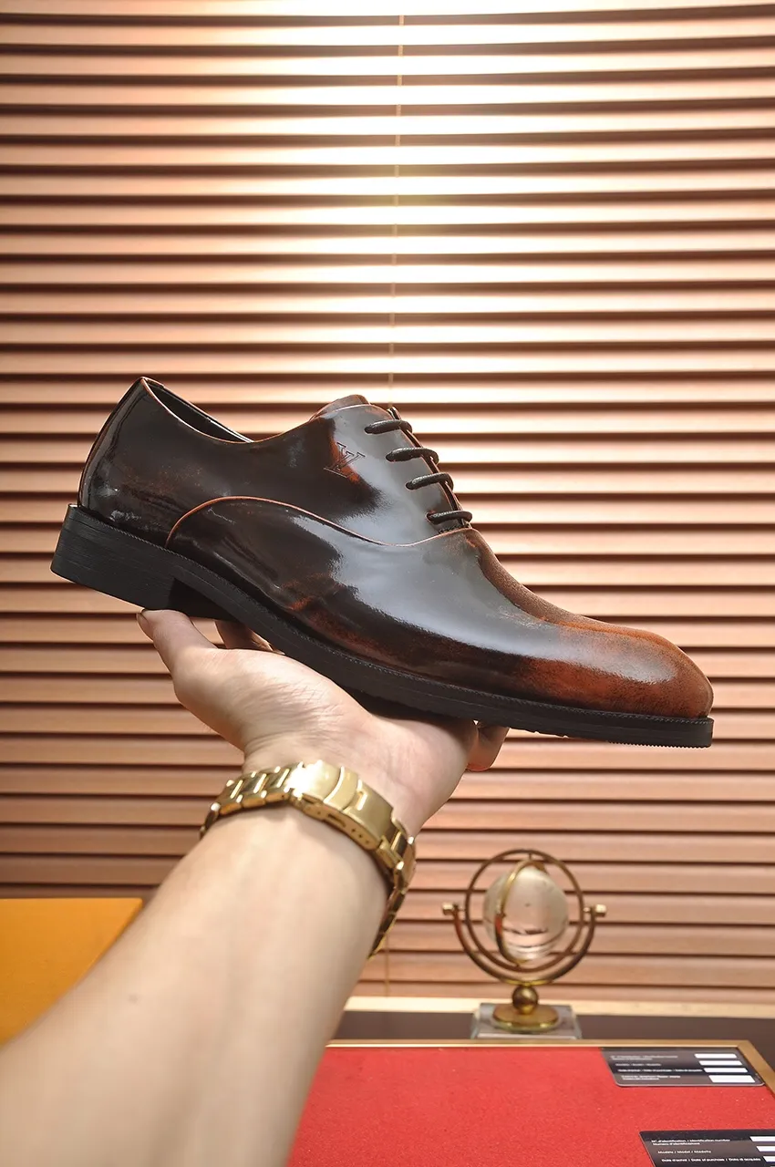 Men's shoes💰460💶【LOUIS VUITTON】(sheepskin lining) new cowhide LV formal shoes🎩🎩❗️🆘made one to one at the counter🎩original quality, imported cowhide upper➕full sheepskin lining➕original rubber outsole, {high quality visible}👣Size: 38-45 (45 custom-made)